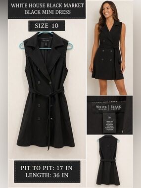 White House Black Market Black Mini Dress size 10 pit to pit 17in length 36in